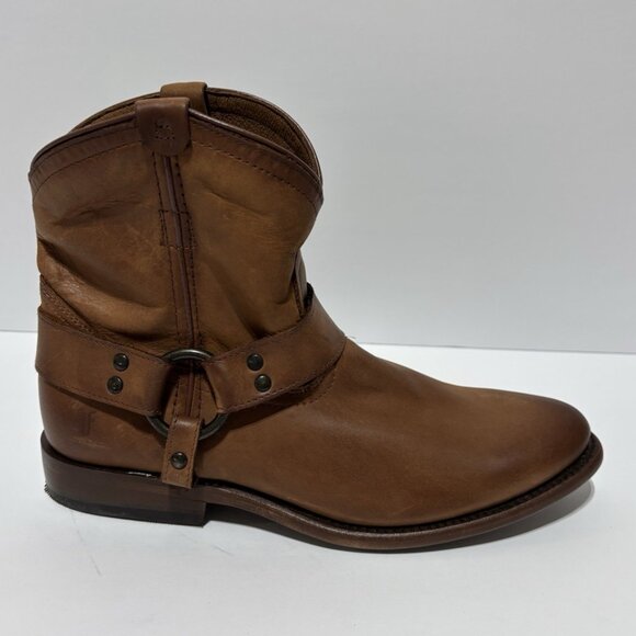 Frye Women’s Wyatt Harness Short Cognac Leather Boots, Size 8 M - Picture 1 of 7